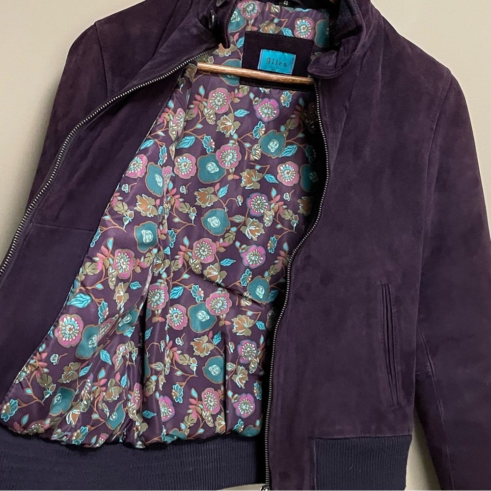 Altea Vintage Purple Suede Leather Bomber Jacket Women’s Italian 40 or Small - Picture 8 of 14